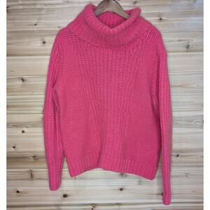 Banana Republic Sweater Womens XL Pink Chunky Knit‎ Cowl Neck Italian Yarn